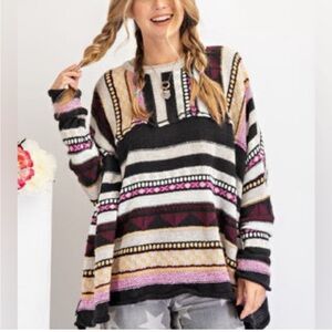 Easel Colorful Striped Sweater